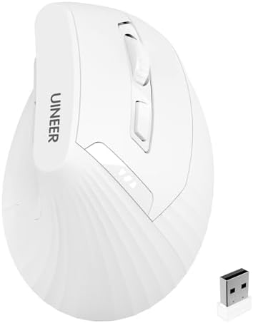 Uineer Ergonomic Vertical Mouse, 2.4G Wireless Mouse, Rechargeable, 4-DPI