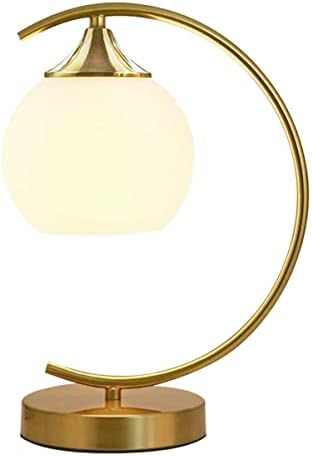 BOKT Modern Globe Table Lamp Mid Century Gold Glass Table Lamp Nordic Simple Design Desk Lamp White Globe Metal Reading Lighting Fixture for Bedside Nightstand Living Room