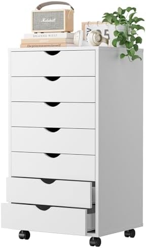 DUMOS 7 Drawer File Cabinet with Wheels, Vertical Office Storage Cabinet