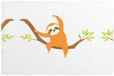 Sloth Stretching Prints Placemats Set of 6 12x18in – Durable Table Layers for Stylish Home & Hotel Decor