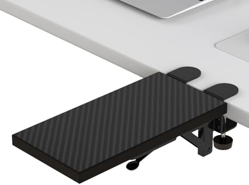 Sisyphy Ergonomics Desk Extender Tray, 11.8x5.9" Punch-Free Clamp on, Foldable Keyboard Drawer Tray, Table Mount Arm Wrist Rest Shelf, Computer Elbow Arm Support