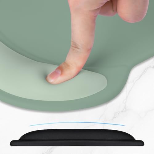 ITNRSIIET Ergonomic Mouse Pad with Comfort Gel Wrist Rest, Non-Slip PU Base, Smooth Textured Surface, Reduces Hand Fatigue & Wrist Pain, 8.7 x 7.2 Inch for Office Gaming Home, Sage Mint