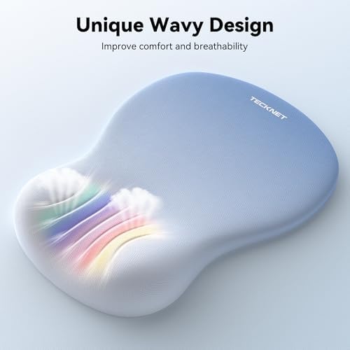 TECKNET Ergonomic Mouse Pad with Wrist Rest, Smooth Surface & Non-Slip Base