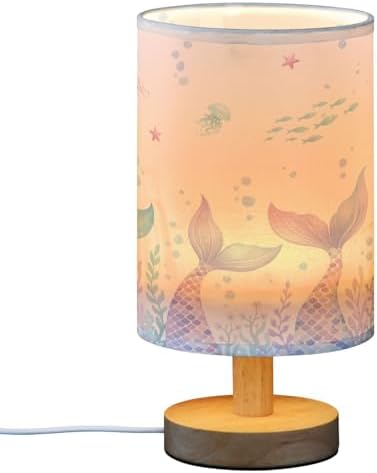 ALAZA Fish Mermaid Coral Reef Jellyfish Decor Bedside Table Lamp with USB Port for Bedroom Nightstand Office Desk LED Bulb Included