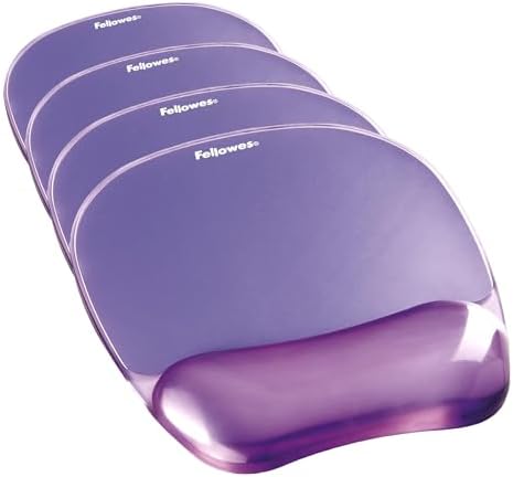 Fellowes Crystals Gel Mouse Pad with Wrist Rest - Purple (91441) (Pack of 4)