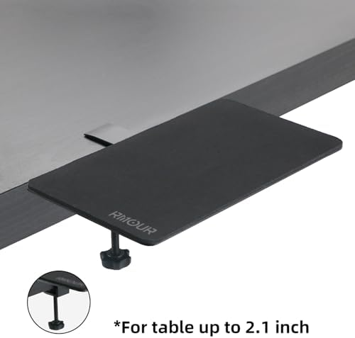 Rmour Z1 Clamp-on Mouse Tray Desk Extender, Ergonomic Mouse Platform with Mouse Pad for Laptop Stand & Table, Fits Up to 2.1'' Thick Surfaces, Space-Saving Desk Attachment for Small Spaces, Black