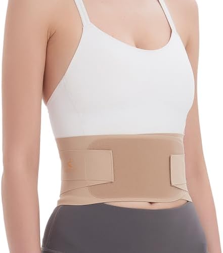 RANDY SUN Ultra Thin Lumbar Support for Women & Men, Invisible Back Brace for Work & Travel, Breathable Posture Corrector for Mild Lower Back Pain Relief Under Clothing,Beige M/L(Waist:28"-32")