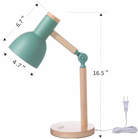 Adjustable Wooden Arm Desk Lamp, Metal Shade Table Lamp