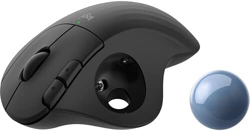 Logitech Ergo M575 New Version Wireless Trackball Mouse, Easy Thumb Control, Precision and Smooth Tracking, Ergonomic Comfort Design, Windows/Mac, Bluetooth, USB - Graphite Extra Battery Bundle