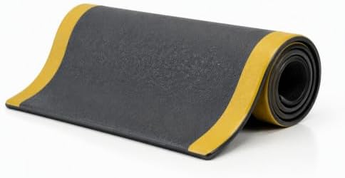 Guardian 24031001BY Soft Step Anti-Fatigue Floor Mat, Vinyl, 3'x 10', Black with Yellow Stripe
