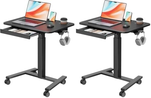 28" Mobile Standing Desk with Drawer, Portable Laptop Desk (Pack of 2)