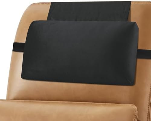Head Recliner Pillow Adjustable Shredded Memory Foam Headrest Pillow for Recliners,Non-Slip Velvet Cushion for Pain Relief Neck Support Pillow for Travel Home Recliner Sofa Armchair (Black)
