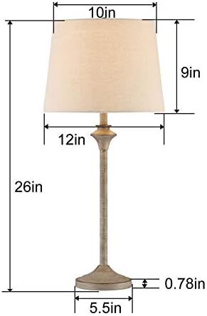 Maxax Farmhouse Buffet Table Lamps Set of 2 for Living Room, 26" Brown Bedside Nightstand Lamps with Oatmeal Fabric Shade Metal Base Decor for Bedroom, Living Room, Office, Kids Room