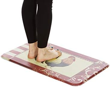 J&V TEXTILES Anti Fatigue Cushioned Comfort Mat, Ergonomically Durable, Supportive, Padded, Thick and Washable, Stain-Resistant, Kitchen, Garage, Office Standing Desk Mats (Rooster)