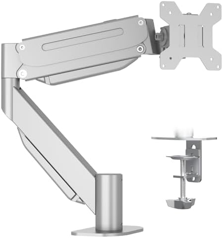 Suptek Ultrawide Monitor Arm Mount for 17 to 43 Inch Heavy Duty Curved Screen,Holds 28.6 lbs,Adjustable Gas Spring Monitor Arm Desk Mount Stand,75/100 Vesa Mount,Silver(MD71MS)