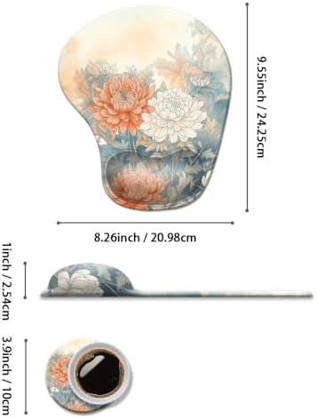 Ergonomic Mouse Pad with Wrist Rest,Comfortable Computer Gel Mouse Pad Wrist Support for Laptop,Pain Relief Mousepad with Non-Slip PU Base Aesthetic Flower