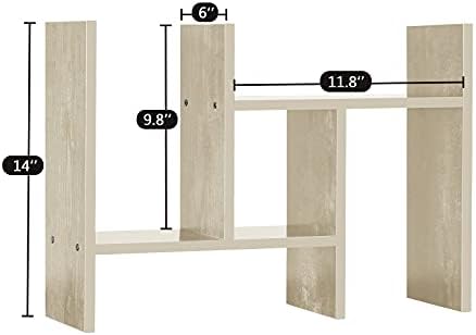 J.M.Deco Desktop Organizers and Storage for Office, Adjustable Desk Organizer Shelf Double H Display, True Natural Stand Shelves, Desktop Organizer White Wood Tone