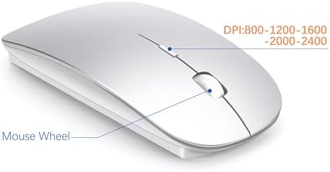 Wireless Keyboard and Mouse Ultra Slim Combo, TopMate - Silver White