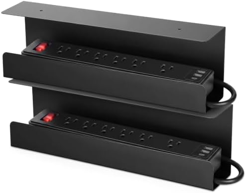 2 Pack Under Desk Cable Management Tray,Hold 11 lbs, 16 x 5 x 3 Inch, Black