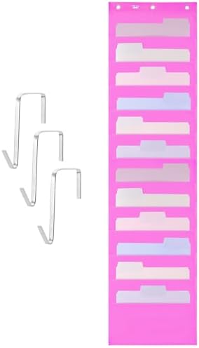 Mr. Pen- Hanging Wall File Organizer, 12 Pockets, Pink