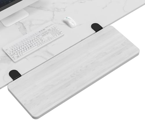 Sisyphy Ergonomics Desk Extender Tray, 25.2x9.5" Punch-Free Clamp on, Foldable Keyboard Drawer Tray, Table Mount Arm Wrist Rest Shelf, Computer Elbow Arm Support