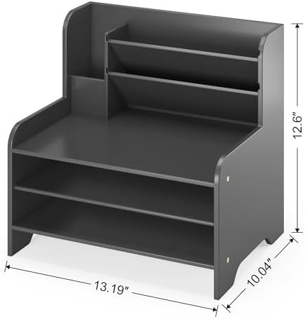Bamboo File Organizer for Desk, Desktop Paper Tray and Mail Holder