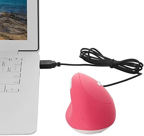 Sokelinn-six Wired Vertical Mouse,Right Hand Ergonomic Gaming Mouse 800 1200 1600 DPI Adjustable USB Optical Wrist Healthy Mice Mause for Laptop PC Computer (Pink)