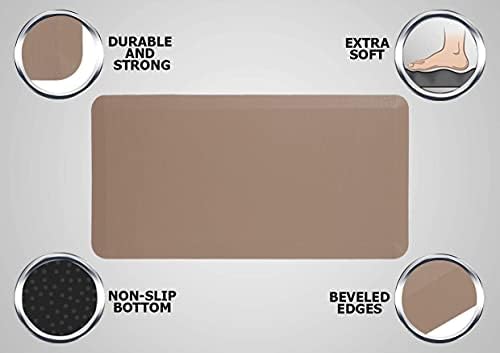 Mabel Home Anti Fatigue Floor Mat- 3 Size(20x32 & 20x39 & 24x70),16 Colors - Standing Desk Mat-Kitchen Floor Mat-Stain ResistantHome Non-Slip Bottom, Extra Soft (Brown, 24" x 70")