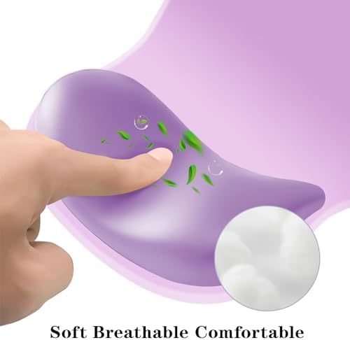 Mouse Pad with Wrist Rest,Ergonomic Mouse Pad with Comfortable Gel Wrist Rest Support and Non-Slip PU Base for Easy Typing Pain Relief, Durable and Washable (Purple Pink)