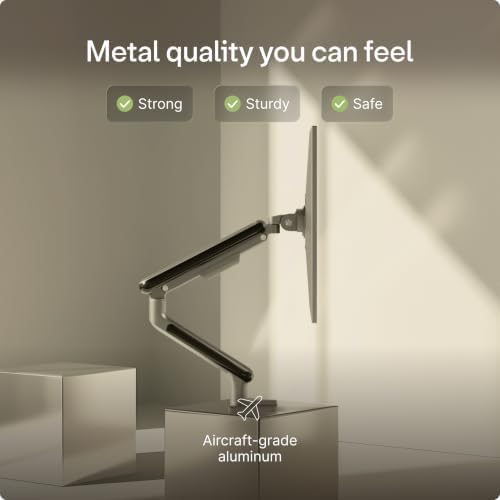 Desktronic Single Monitor Mount, Up to 34" & 8kg, 360° Rotation, Height Adjustable, Sturdy, Easy Install, for Large Screens, Ergonomic Design, Fits All VESA 75/100 Standards
