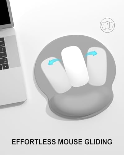 Auhoahsil Mouse Pad, Ergonomic Mouse Pad with Wrist Rest, Pain Relief Computer Gel Mouse Pad Wrist Support for Laptop, Mousepad with Non-Slip PU Base, Mouse Pads for Desk, Light Gray