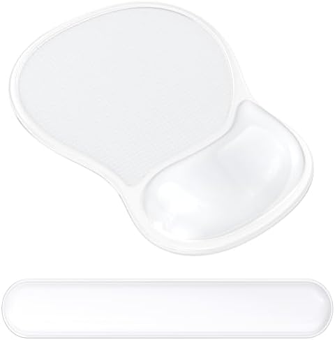 AKIT Ergonomic Mouse Pad with Wrist Rest&Keyboard Wrist Rest Set,Gel, Clear