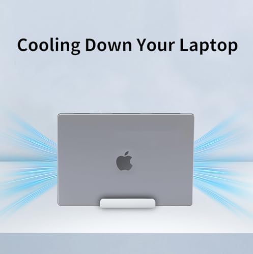 Aluminum Vertical Laptop Stand Holder for Desk Compatible with MacBook Pro, MacBook Air, Dell, HP, Lenovo, Up to 17.3 inches, Silver
