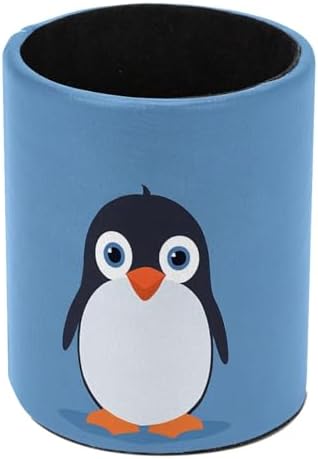 Penguin Pen Holder Pencil Organizer Cute Pencil Cup Desk Decor Makeup Brush Holder PU Multifunctional Office Supplies for Home Classroom School