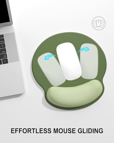 Auhoahsil Ergonomic Mouse Pad with Wrist Rest, Comfortable Silicone Non-Slip Computer Pain Relief Gel Mouse Mat with Wrist Support for Gaming, Work, Office, Women & Men, Cute Pattern, Green