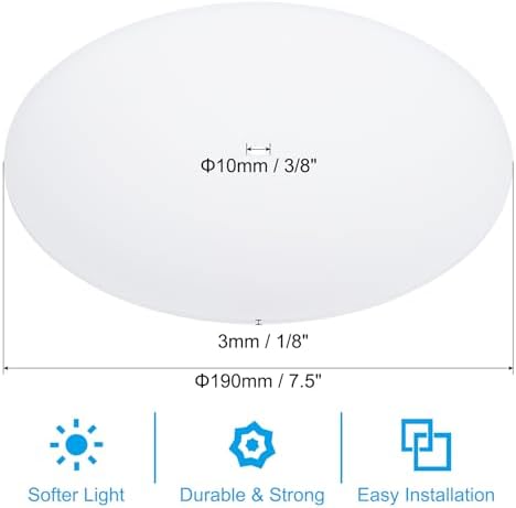 PATIKIL Lampshade Diffuser, 7.5" Diameter with 3/8" Center Hole Round Diffuser for Drum Lampshades Pendants Light Fits 8-8.5" Openings, Frosted White