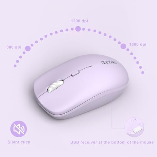 Wireless Keyboard and Mouse Combo Silent for Office and Home(Lilac)