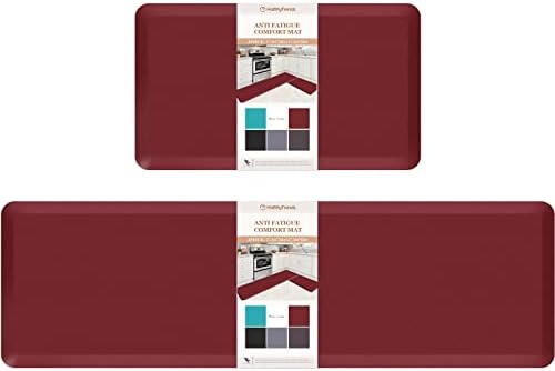 HappyTrends Kitchen Mat,17.3"x28"+17.3"x60" Red, Cushioned Comfort