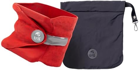 Trtl Pillow - Scientifically Proven Neck Support Travel Pillow for Airplanes - Lightweight and Machine Washable - Ergonomic Design for Traveling on Cars and Trains - Red