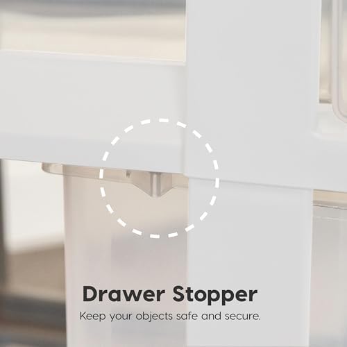 IRIS USA 10-Drawer Rolling Storage Cart, White/Clear