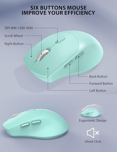 Wireless Keyboard and Mouse Combo - Full-Sized Ergonomic Keyboard with Wrist Rest, Phone Holder, Sleep Mode, Silent 2.4GHz Cordless Keyboard Mouse Combo for Computer, Laptop, PC, Mac, Windows (Green)