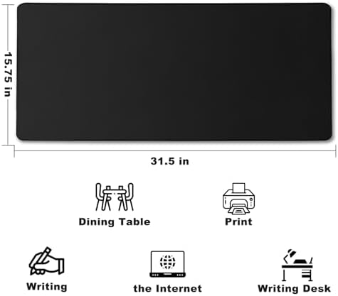 31.5" x 15.7" Waterproof Fabric Desk Pad Large Mouse Pad Office Game, Black