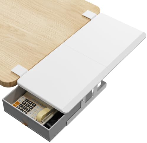 ETHU Desk Extender Tray with Storage Drawer, 25.6x11.4, White