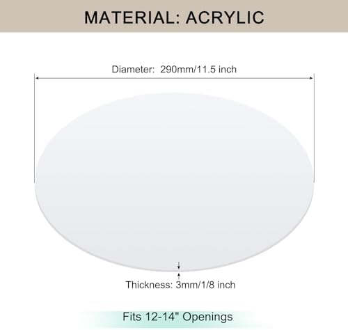 Lampshade Diffuser, 11.5" Diameter Round Diffuser Lamp Shade for Drum Style Lampshades Pendants Softening Light, DIY Light Fits 12-14" Openings, Frosted White Acrylic