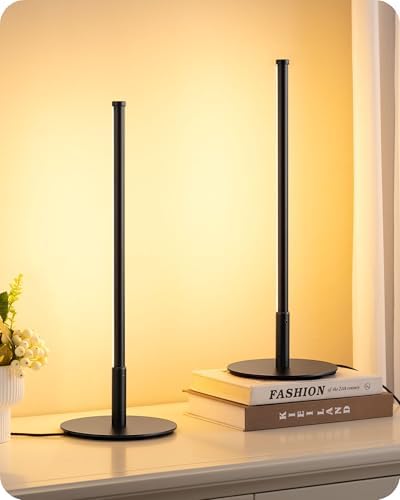 EDISHINE LED Table Lamp Set of 2, Modern Desk Lamps, Black Bedside Lamps