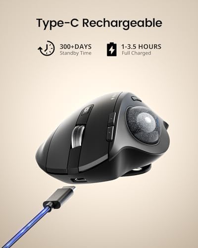 ProtoArc EM01 NL Wireless Trackball Mouse and K100-A Backlit Bluetooth Keyboard for Mac