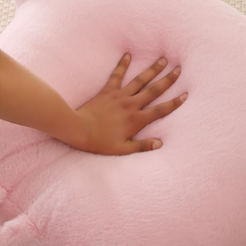 Soft Reading Pillow for Bed with Arms,Middle,Pink,Faux Fur
