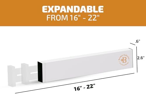 4-Pack Drawer Divider - 2.6" High, 16" to 22" Adjustable Bamboo Drawer Organizers for Clothes, Expandable Dresser Separators in Bedroom/Bathroom/Kitchen/Office Organization and Storage (White)