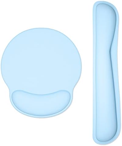 Dapesuom Keyboard Wrist Rest and Mouse Pad with Wrist Support, Memory Foam Cushion for Keyboard and Mouse Set, Ergonomic Desktop Pad Rests with Non Slip Base for Easy Typing & Pain Relief, Sky Blue