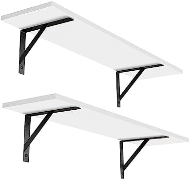 DINZI LVJ Wall Shelves, 23.6" Long Floating Shelves with Metal Brackets